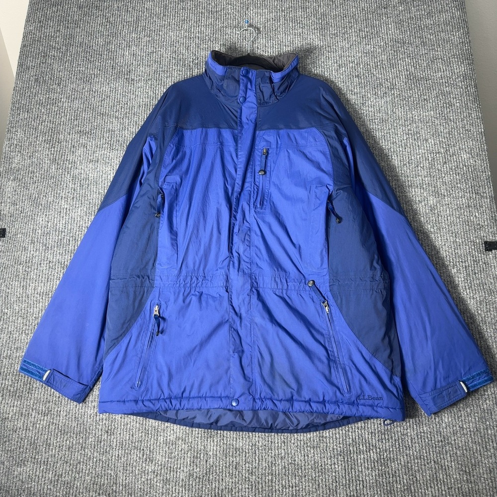 LL Bean Jacket Mens XL Tall Blue Full Zip Parka Colorblock Insulated Outdoors